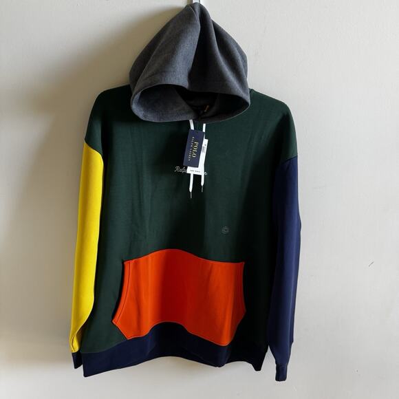 New Polo Ralph Lauren Color-Blocked Double Knit Hoodie Mens 2XB Big & Tall NWT - Picture 3 of 14